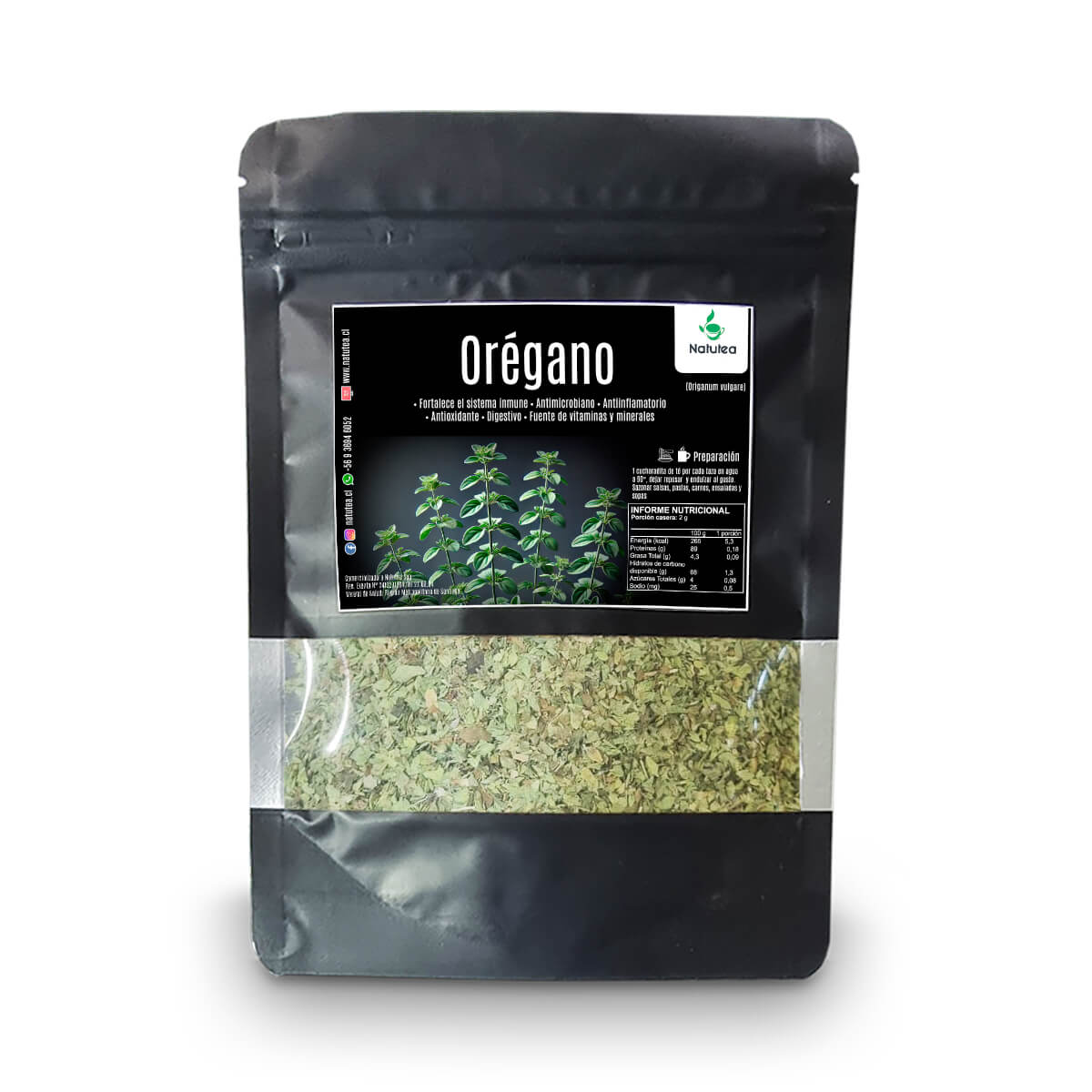 OREGANO TERMINADO Orégano (Origanum vulgare) – Aromático y lleno de sabor, aporta propiedades antioxidantes, digestivas, antimicrobianas y antiinflamatorias. Refuerza el sistema inmune y es rico en vitaminas y minerales esenciales.